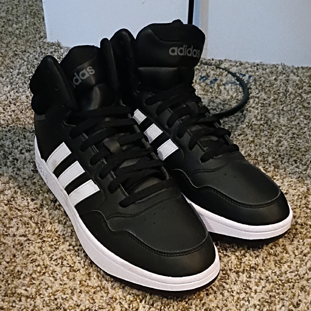 adidas Men’s Black and White High-Top Sneakers